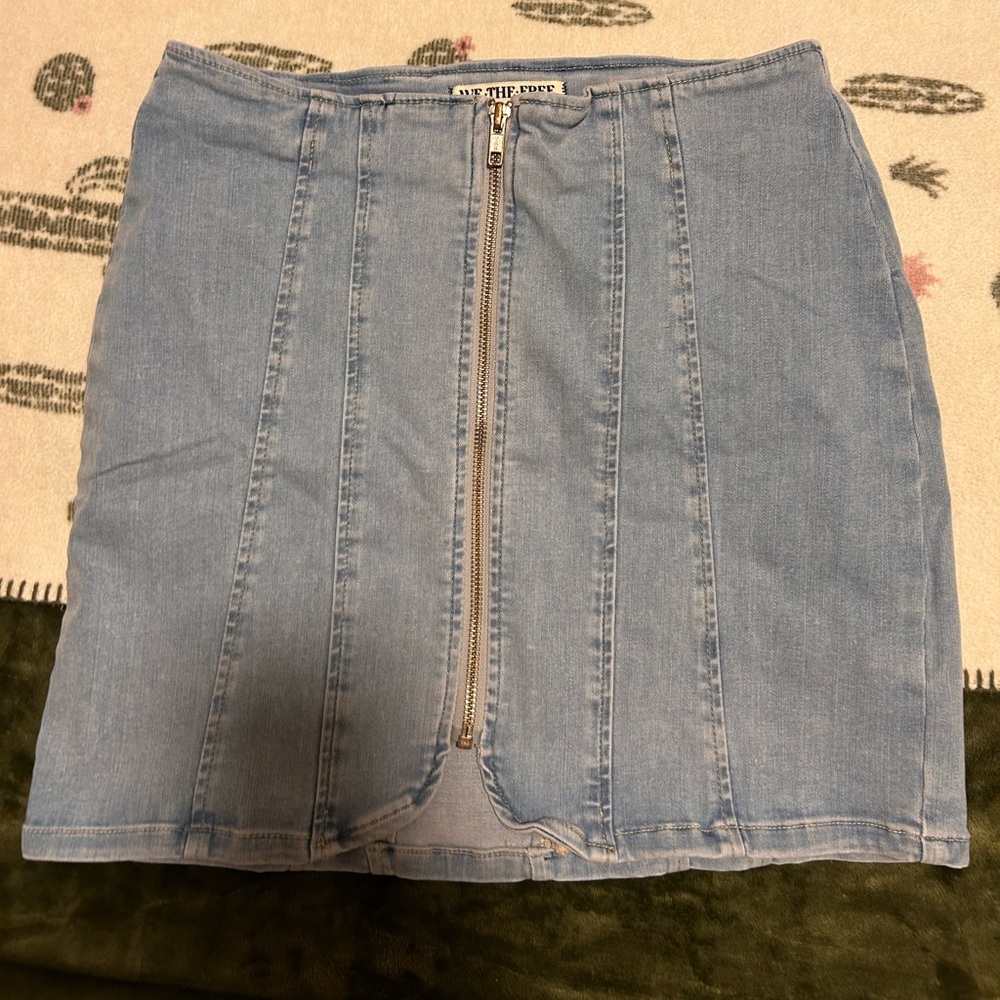 We The Free Light Blue Denim Pencil Skirt